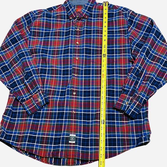 IZOD Heritage Tartan Red/Blue/Green/White Plaid Long Sleeve Button Down Men’s XL - Picture 12 of 12